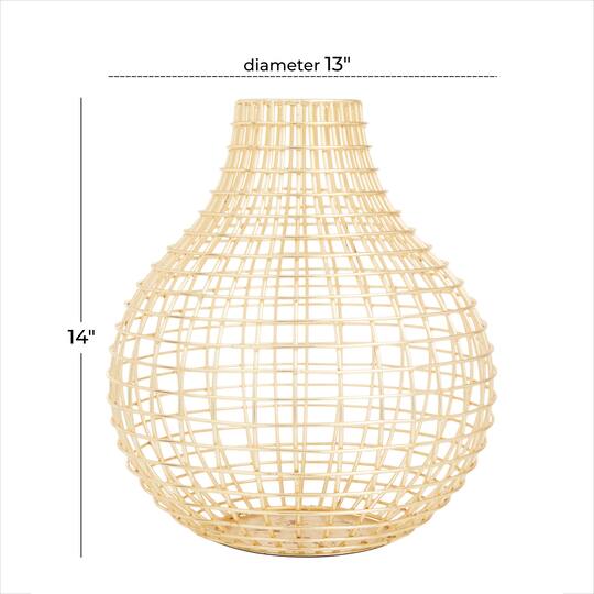 CosmoLiving by Cosmopolitan Gold Iron Modern Vase, 14" x 13" x 13"